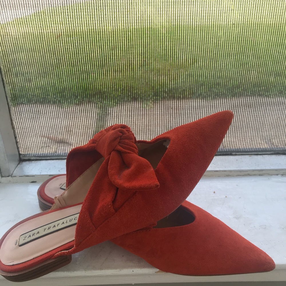Zara suede bow flats